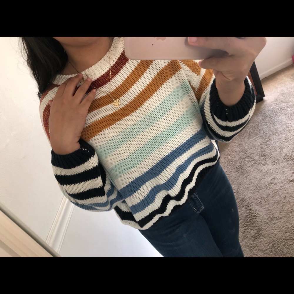 Rainbow striped knit top